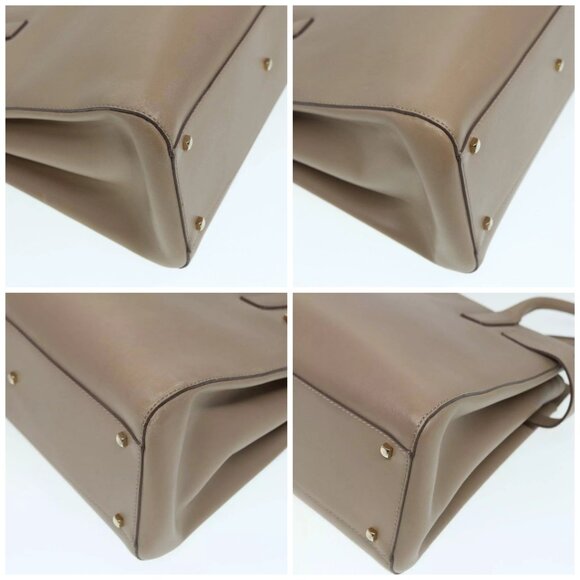 Salvatore Ferragamo Gancini Shoulder Bag Leather Beige Gold Auth - Picture 16 of 16